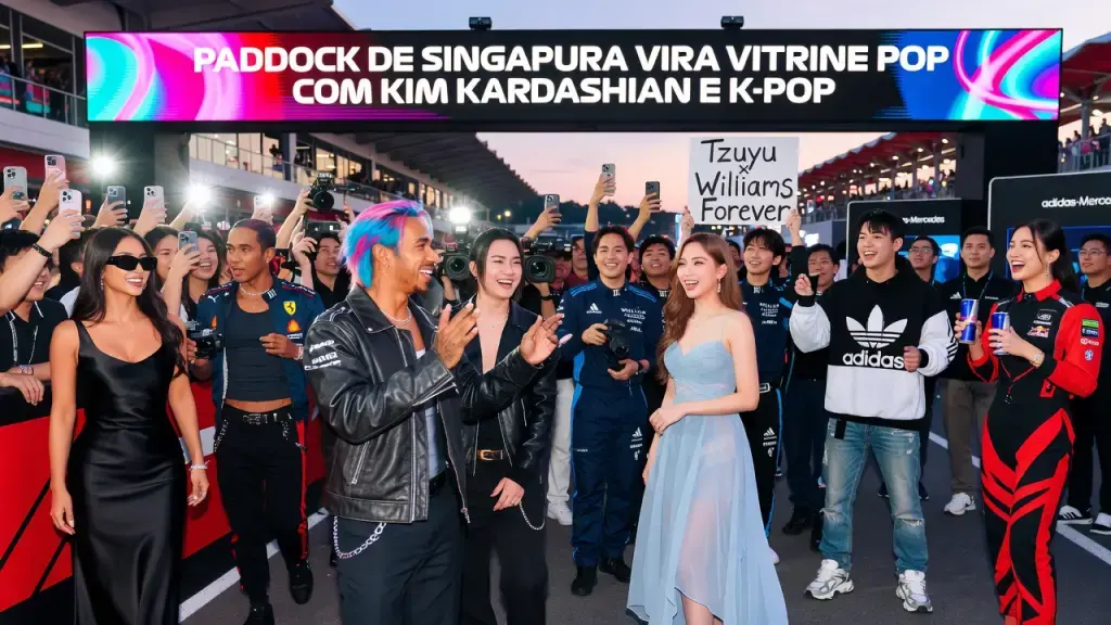 Paddock de Singapura Vira Vitrine Pop com Kim Kardashian e K-pop